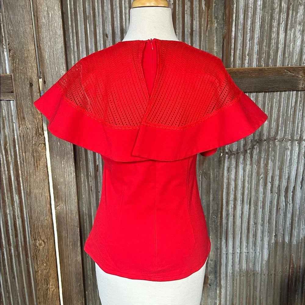 Gracia Vibrant Red Top with Cape Detail - Picture 6 of 9